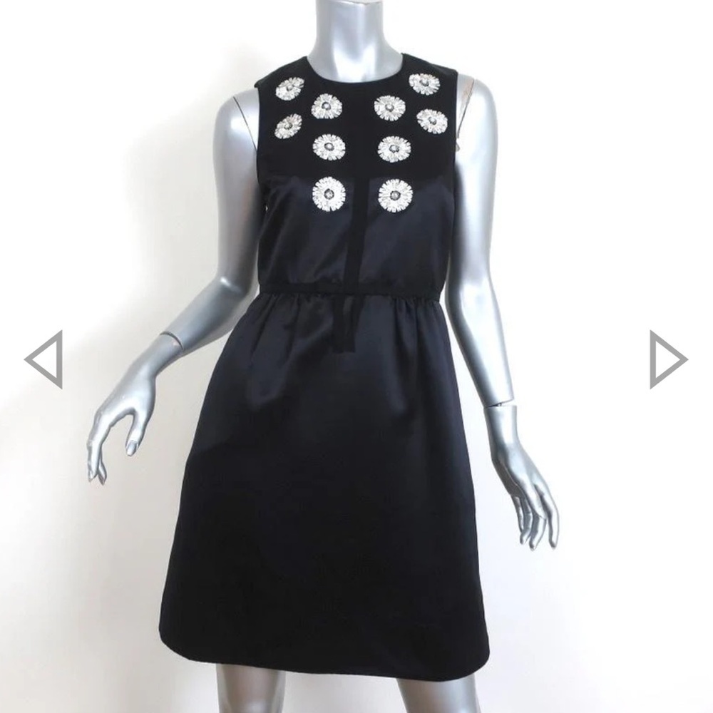 Draper James Crystal-Embellished Sleeveless Satin Black Mini Dress Women’s Sz 8